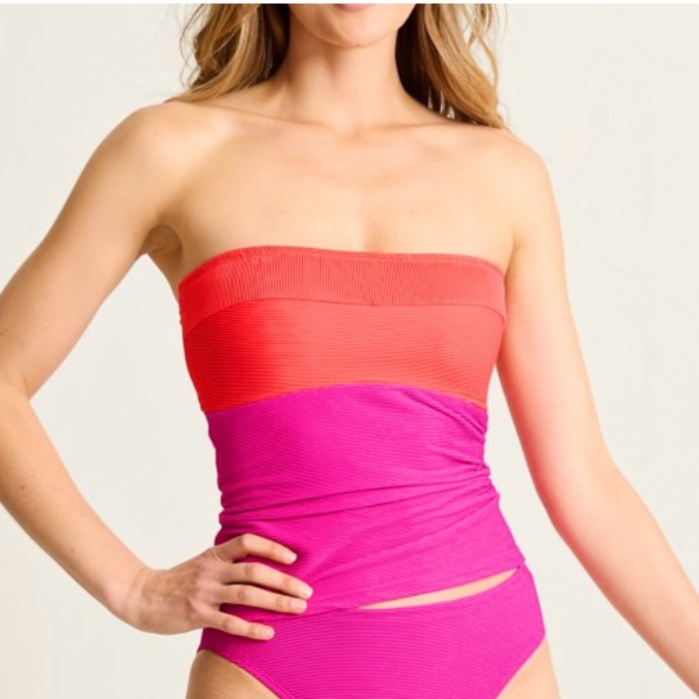Tommy Bahama Ocean Point Colorblock Bandeau Tankini Top - Picture 2 of 10